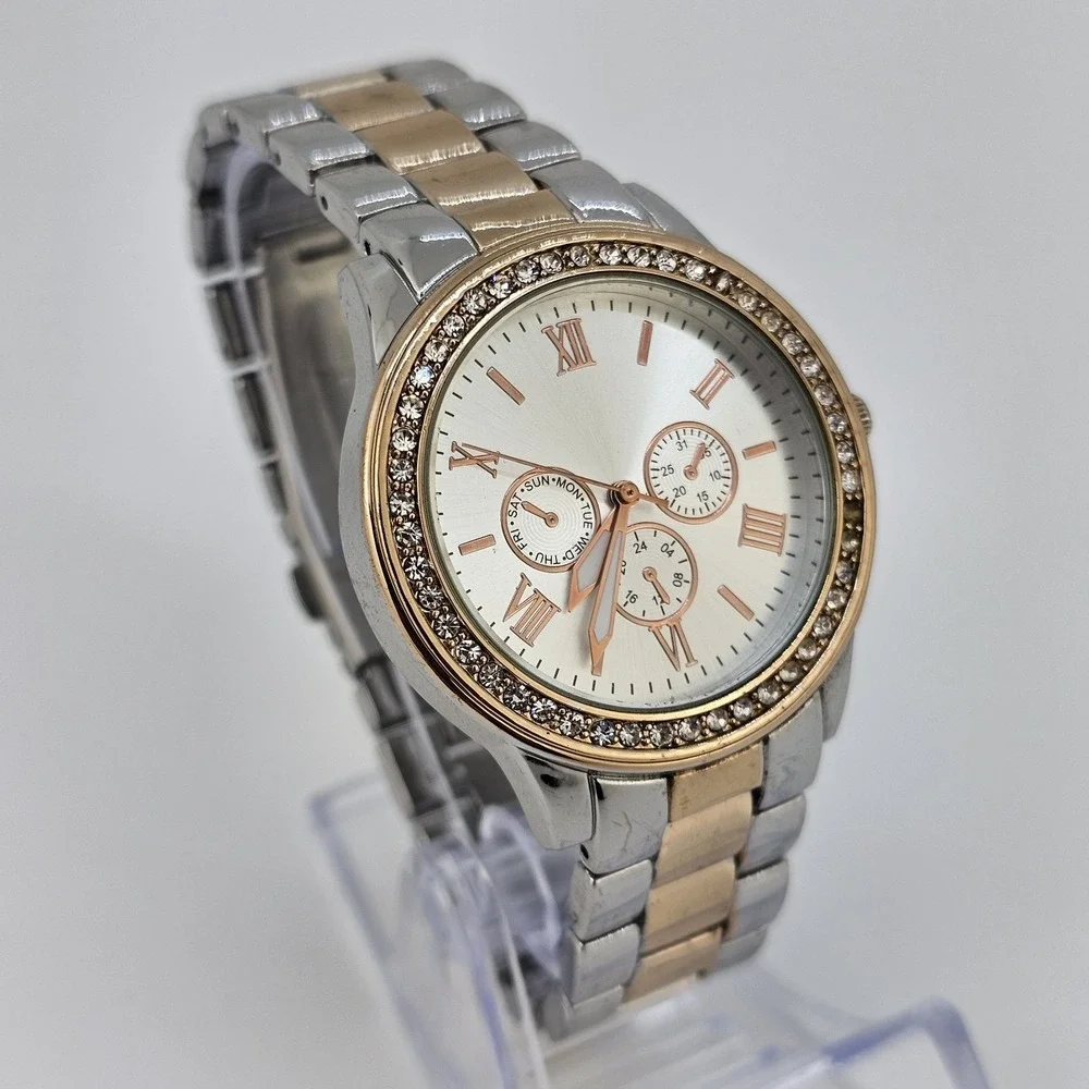 37MM Women's Analog Watch Gold Gray Dial Two Tone Bracelet Band‎ 7